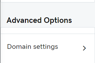 GoDaddy domain settings under Advanced Options