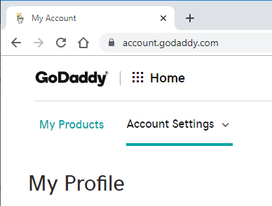 GoDaddy My Products link