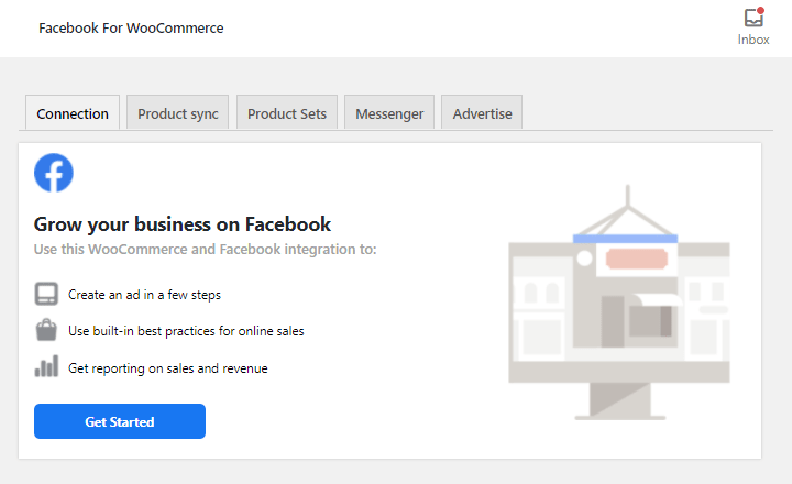 Facebook for WooCommerce Getting Started screen